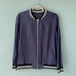 Womens Navy Blue Bomber Jacket Size Medium